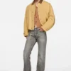 Bomber with faux leather collar