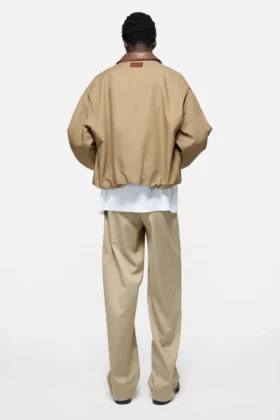 Bomber with faux leather collar