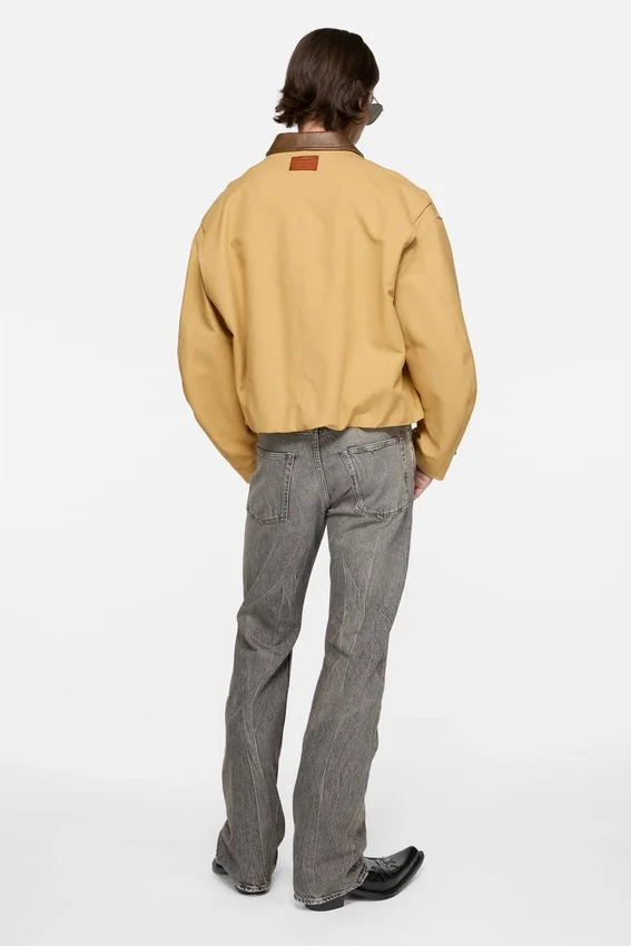 Bomber with faux leather collar