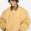 Bomber with faux leather collar