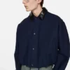 Bomber with faux leather collar