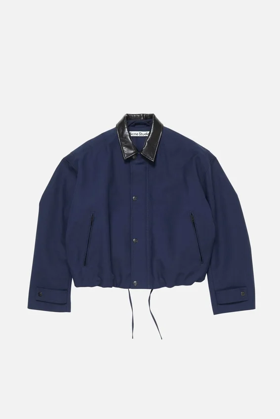 Bomber with faux leather collar