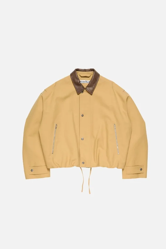 Bomber with faux leather collar