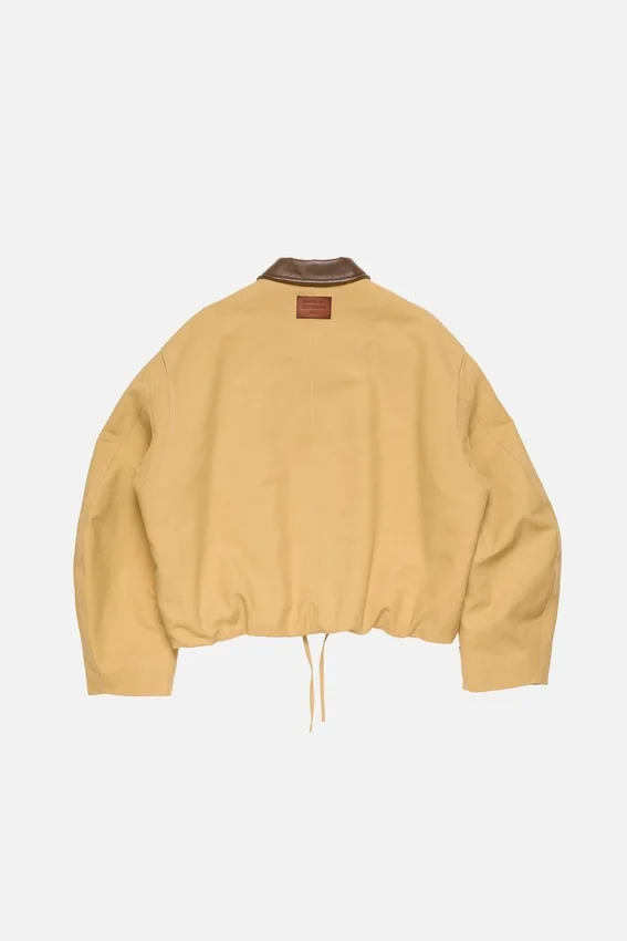 Bomber with faux leather collar