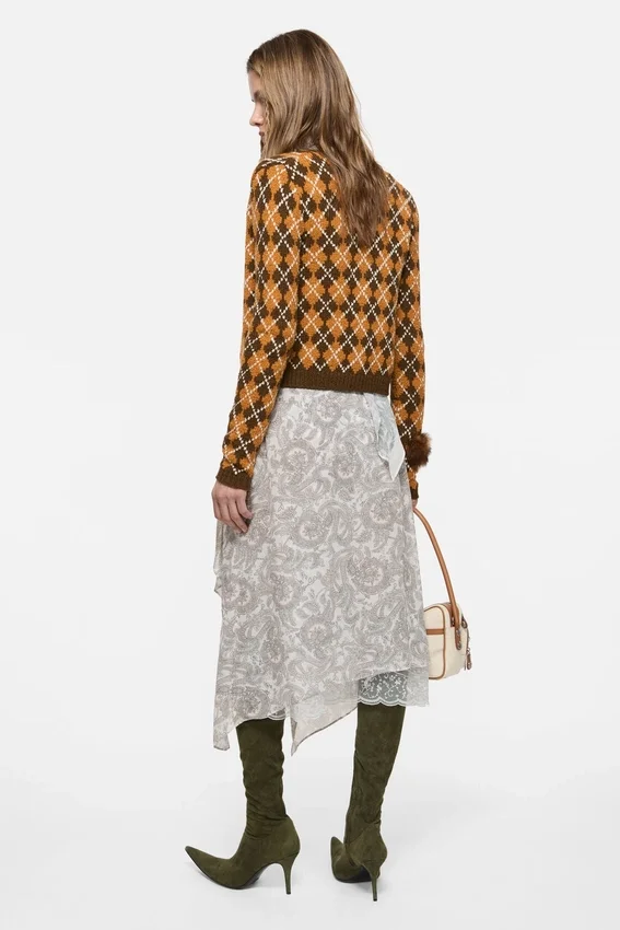 Bouclé Argyle Knit Cardigan