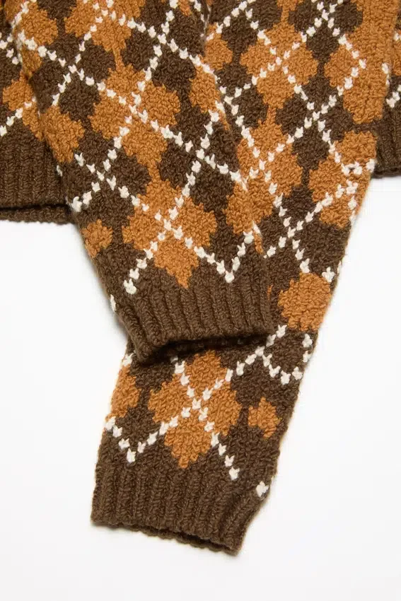 Bouclé Argyle Knit Cardigan