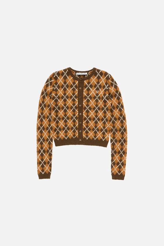 Bouclé Argyle Knit Cardigan