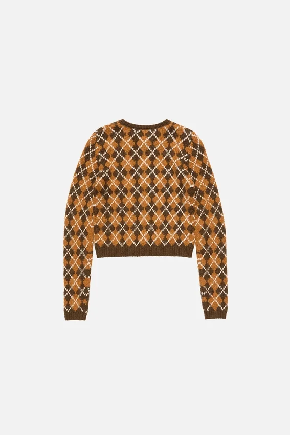 Bouclé Argyle Knit Cardigan