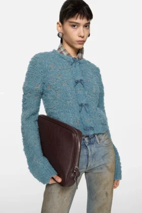 Bow wool cardigan