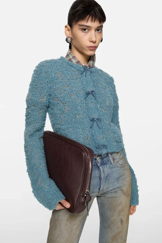 Bow wool cardigan
