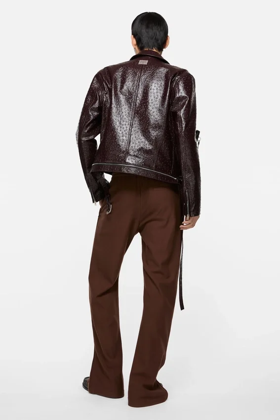 Bubble leather biker jacket