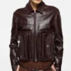 Bubble leather biker jacket