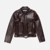Bubble leather biker jacket