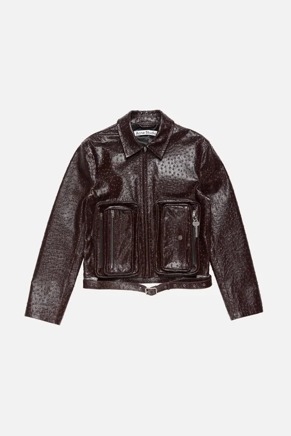 Bubble leather biker jacket