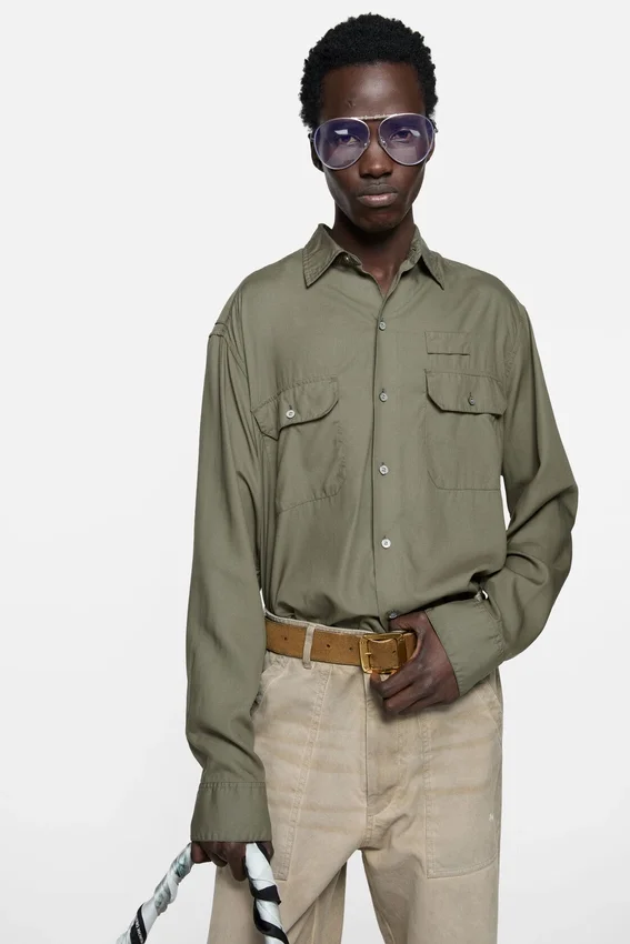 Button-up shirt with logo