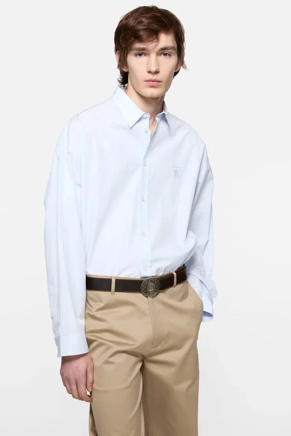 Button-up shirt with logo