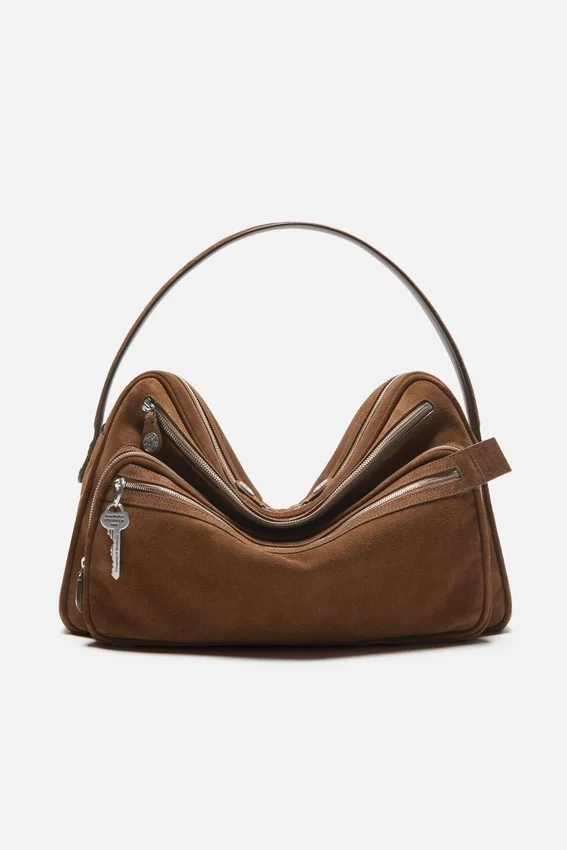 Camero Camera suede shoulder bag