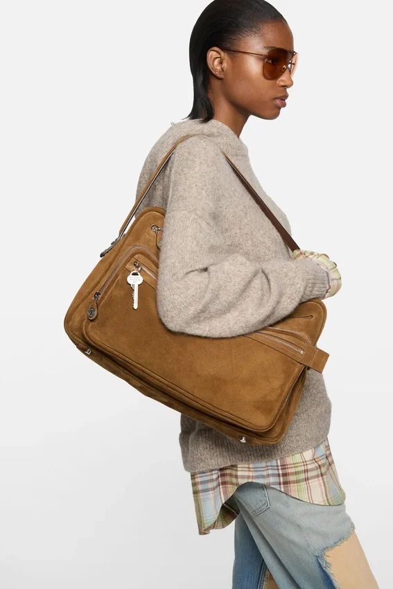 Camero Camera suede shoulder bag