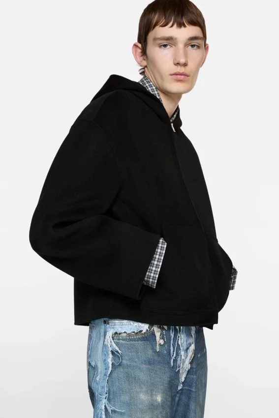 Cashmere jacket with hood