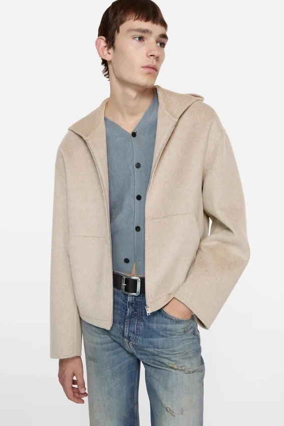Cashmere jacket with hood