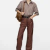 Check button-up shirt