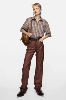Check button-up shirt