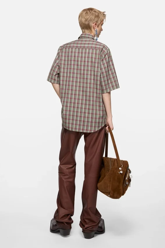Check button-up shirt