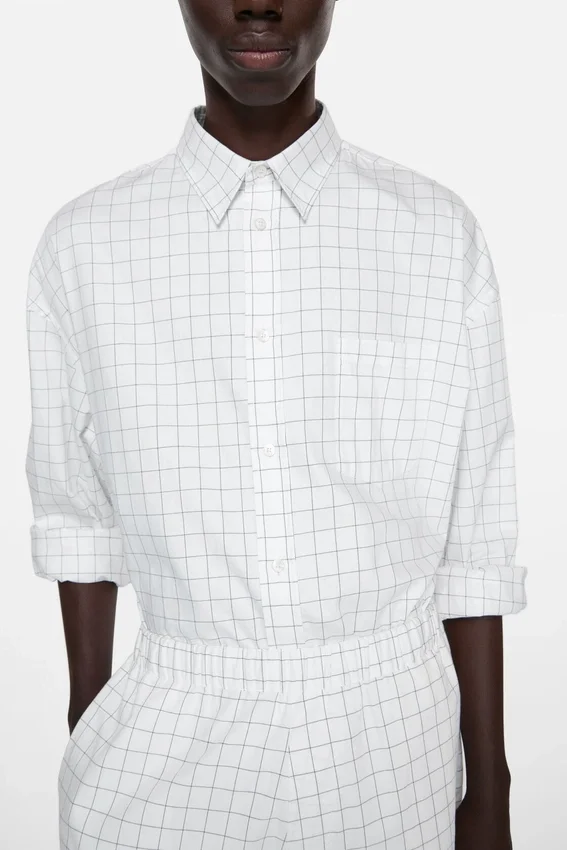 Check button-up shirt