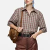 Check button-up shirt