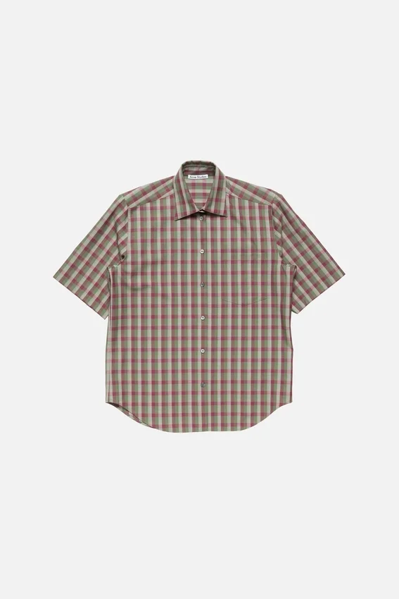 Check button-up shirt