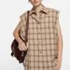 Check button-up vest