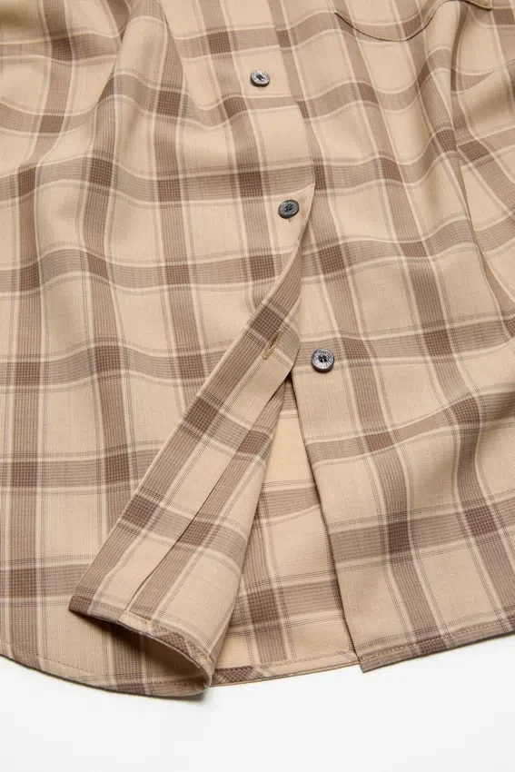 Check button-up vest
