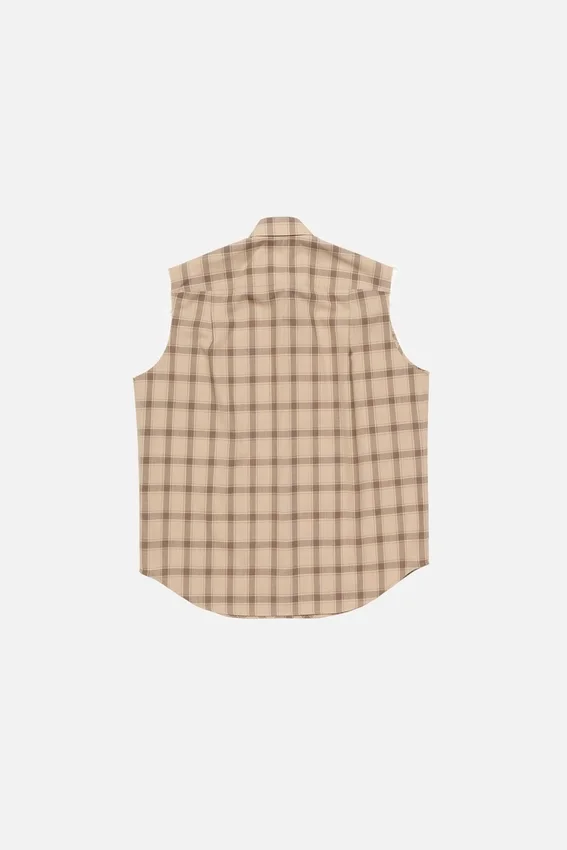 Check button-up vest