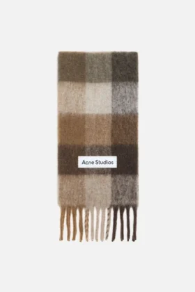 Check fringe scarf