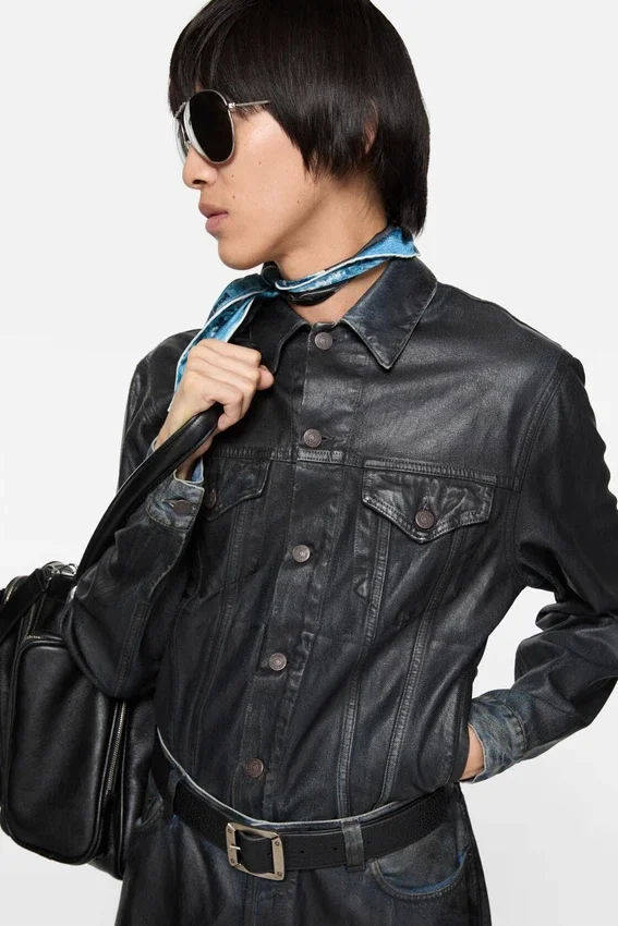 Coated denim jacket