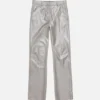 Coated pinstripe trousers