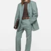 Coated twill suit trousers
