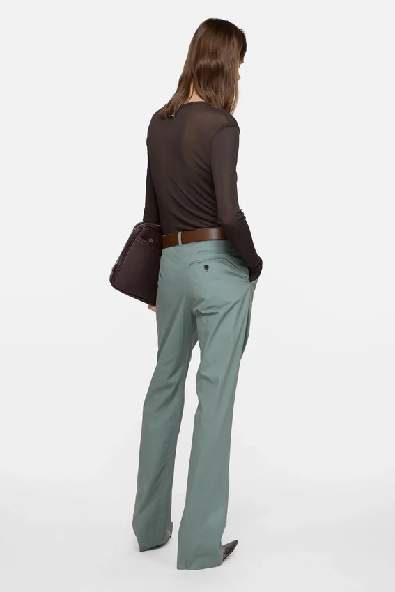 Coated twill suit trousers