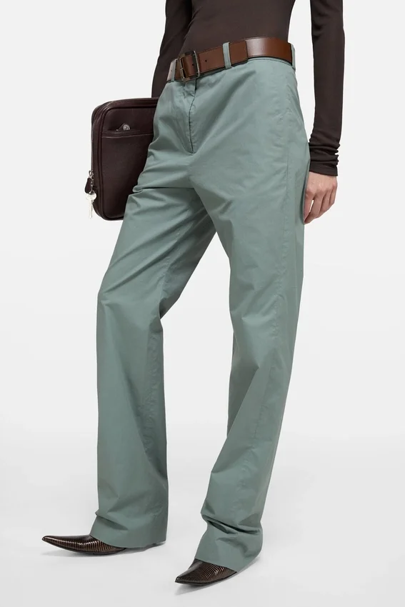 Coated twill suit trousers
