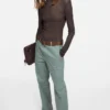 Coated twill suit trousers