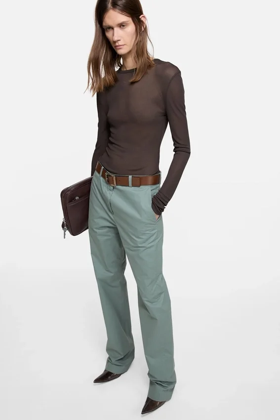 Coated twill suit trousers