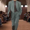 Coated twill suit trousers