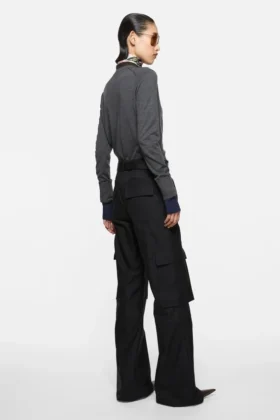 Cotton satin cargo trousers