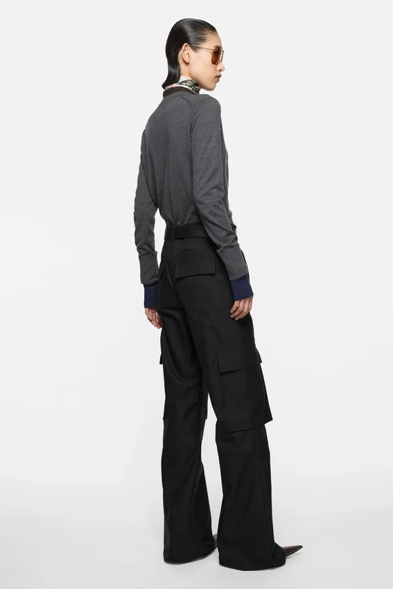 Cotton satin cargo trousers