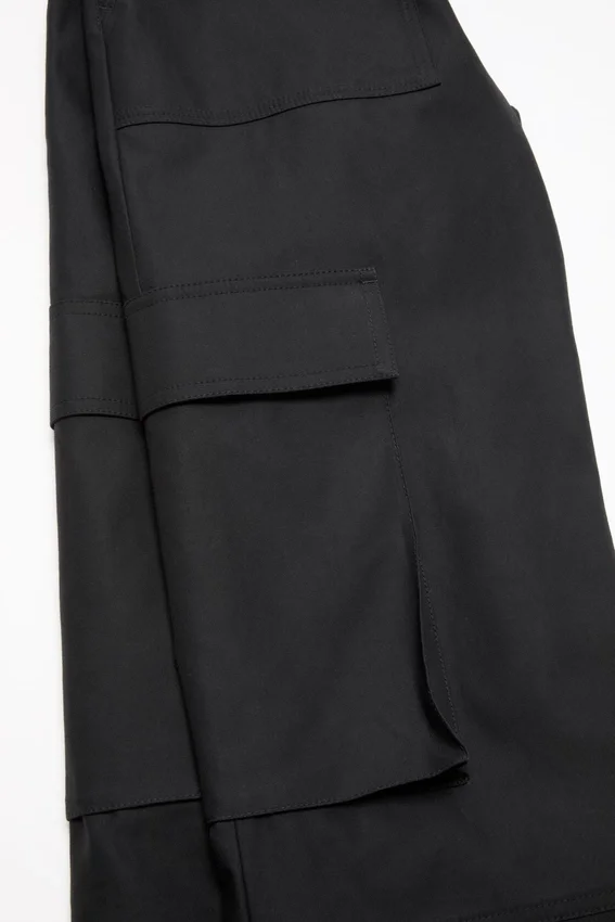 Cotton satin cargo trousers