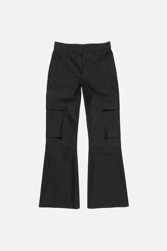 Cotton satin cargo trousers
