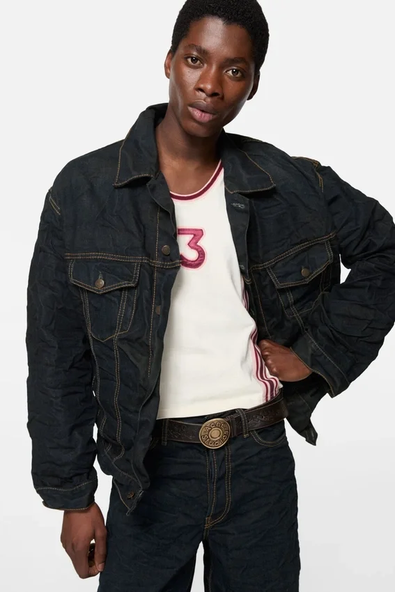 Creased denim jacket