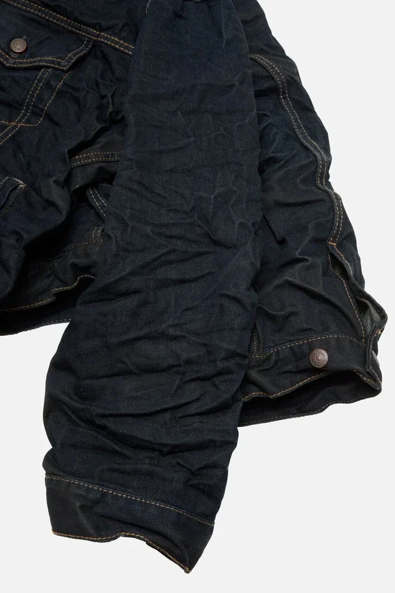 Creased denim jacket