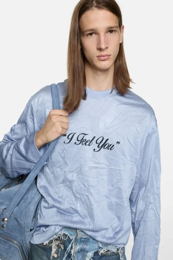 Crinkled graphic t-shirt