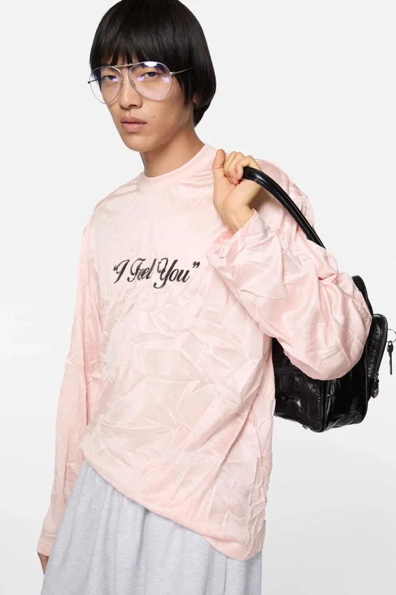 Crinkled graphic t-shirt
